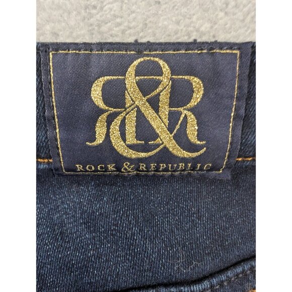 Rock Republic Jeans Womens Size 4 Blue Kendra Curvy Bootcut Whiskers Dark Wash - Picture 12 of 16